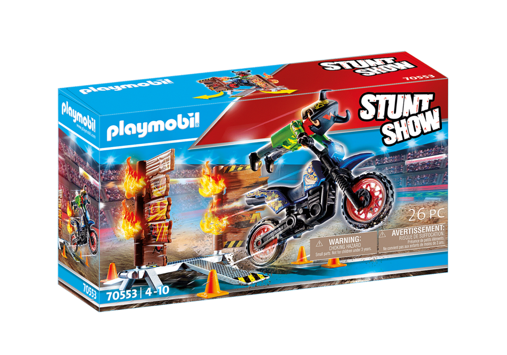 Alternative view of Playmobil 70553 Stunt Show Motocross with Fiery Wall สตั๊นท์โชว์ วิบากพร้อมกำแพงไฟ