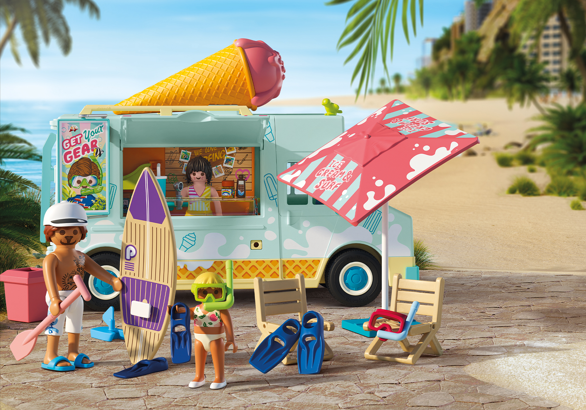 Playmobil 71904 Vacation on the Beach Ice Cream Truck with Surf Shop วันหยุดที่ชายหาด รถไอติมกับร้านเซิร์ฟ - Image 4
