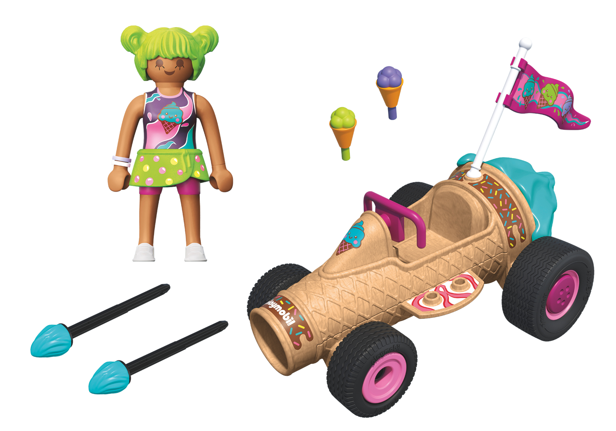 Playmobil 71718 Funstar Racing Ice Cream Cone ฟันสตาร์ เรซซิ่ง รถแข่งไอศกรีมโคน - Image 2