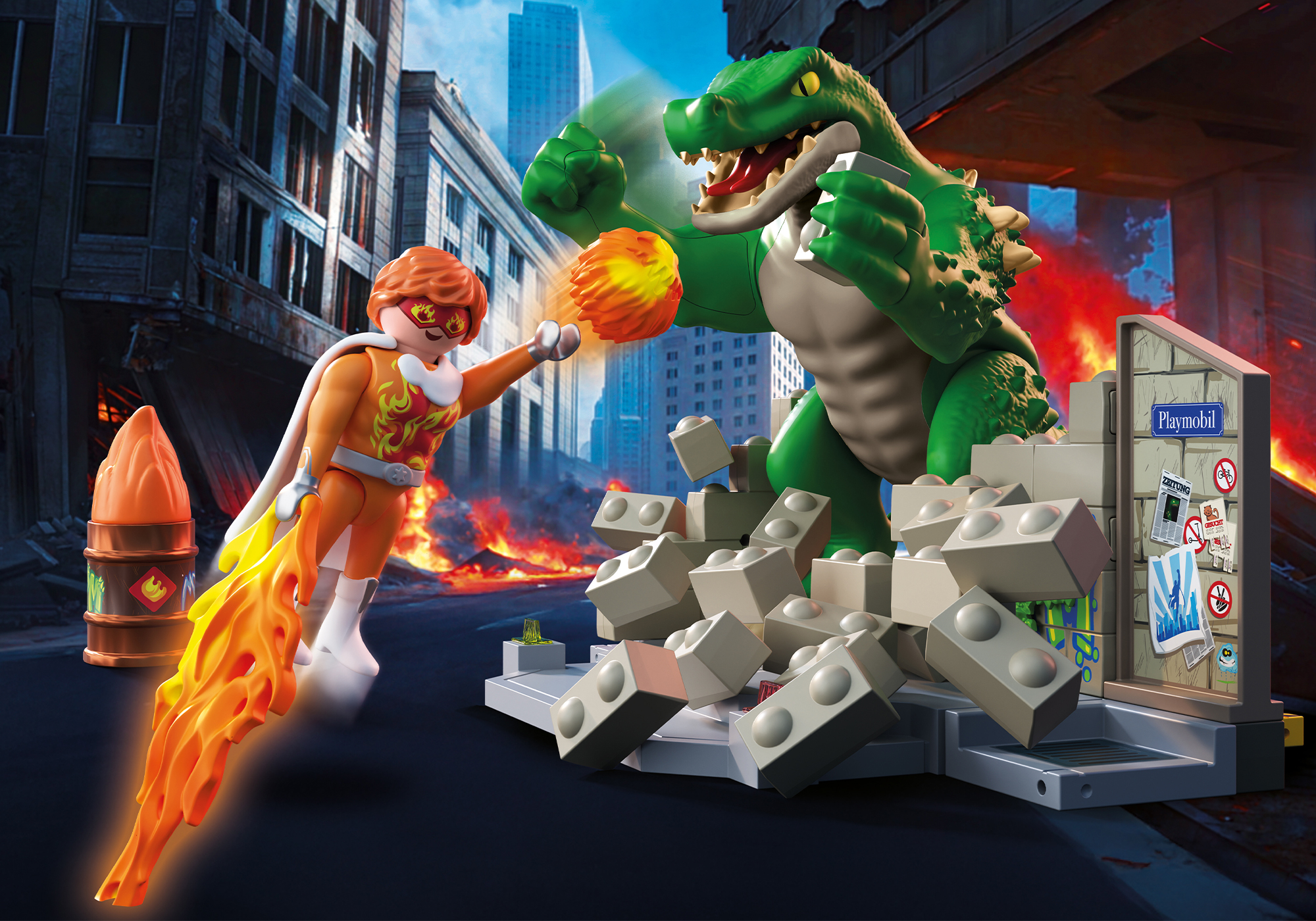 Playmobil 71831 Hero Battle Against Giant Lizard ฮีโร่ ศึกดวล เมกะแรปเตอร์ ปะทะ ไฟร์สตอร์มเมอร์