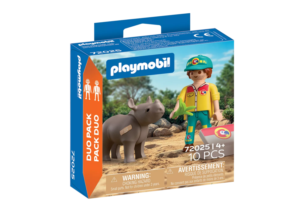 Alternative view of Playmobil 72025 DuoPack Ranger with Rhino ดูโอ้ ผู้ดูแลสวนสัตว์และแรดน้อย